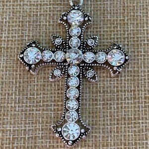 Premier Designs Silver Crystal Cross Necklace